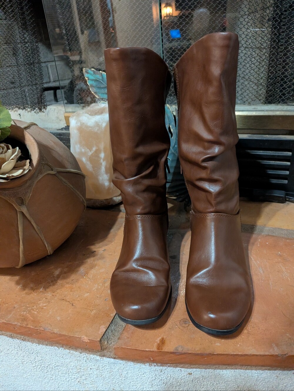 Women's Brown Leather Mid-Calf Boots Size 5